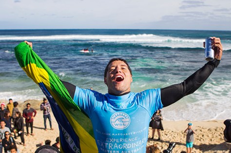 Adriano De Souza celebrates his win at the Drug Aware Margaret River Pro.